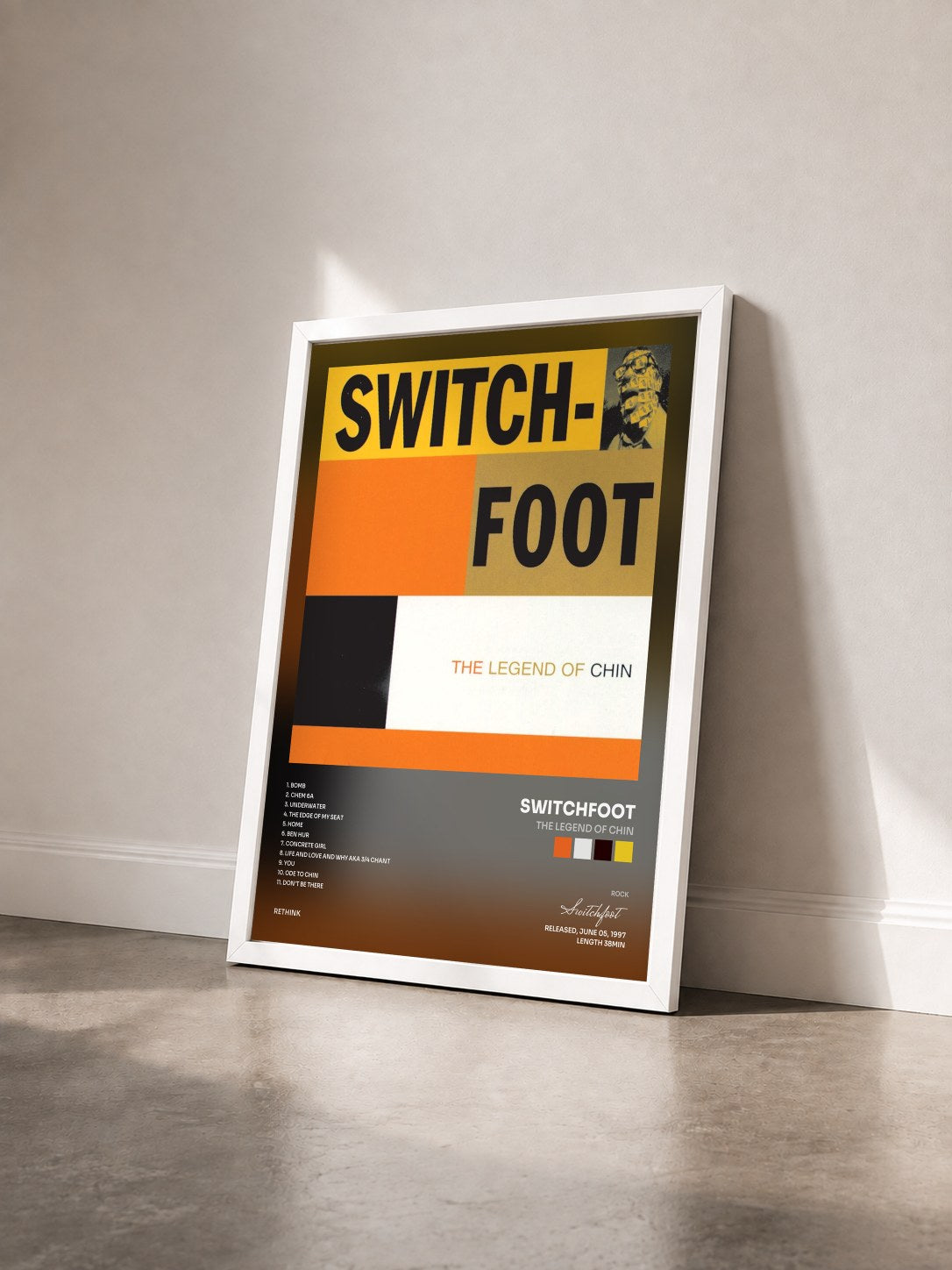 #blanc Tableau de l'album The Legend Of Chin de Switchfoot vu de trois quarts, cadre blanc