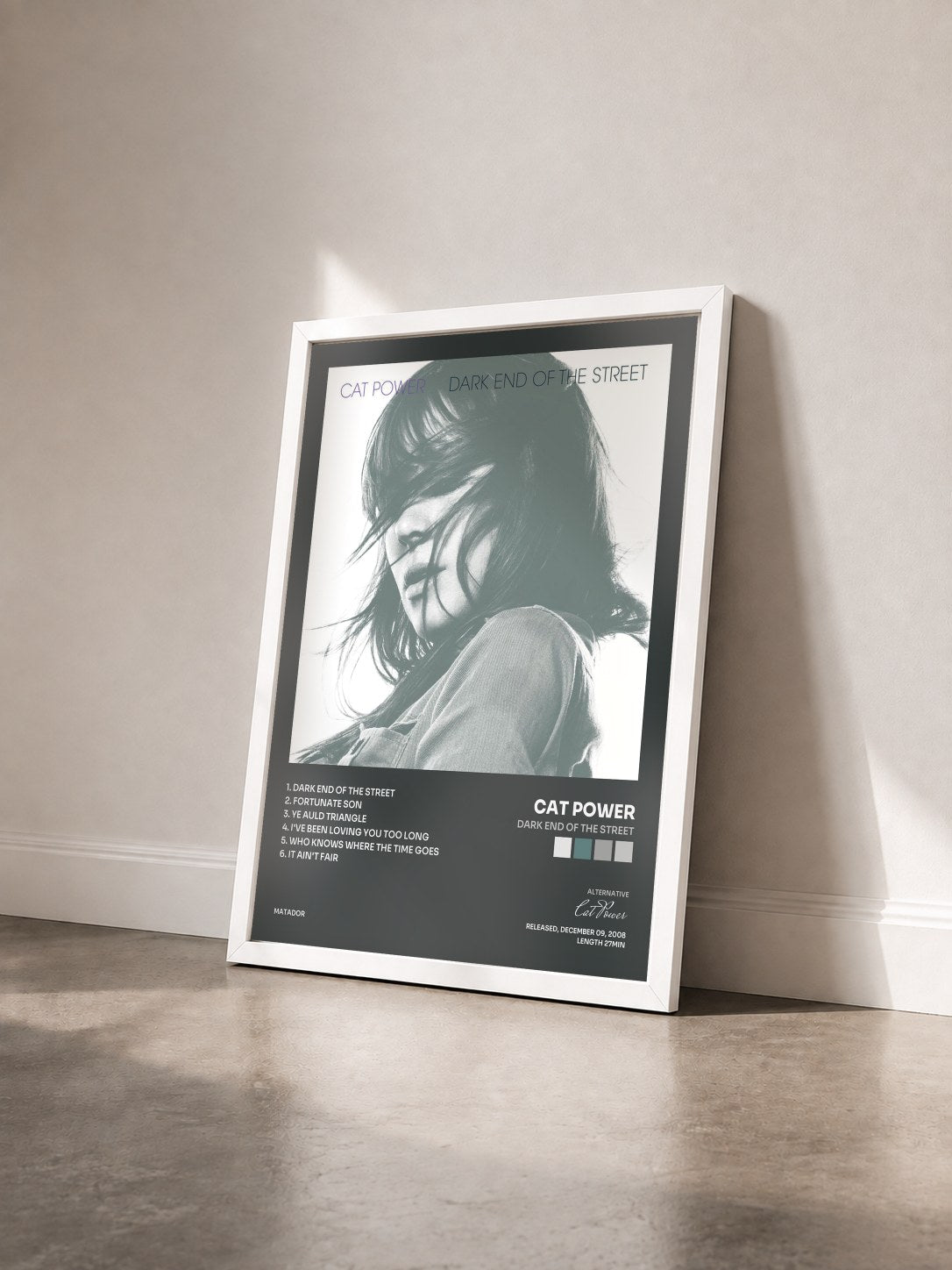 #blanc Tableau de l'album Dark End of the Street de Cat Power vu de trois quarts, cadre blanc