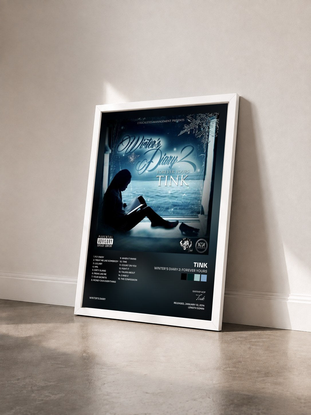 #blanc Tableau de l'album Winter's Diary 2: Forever Yours de Tink vu de trois quarts, cadre blanc