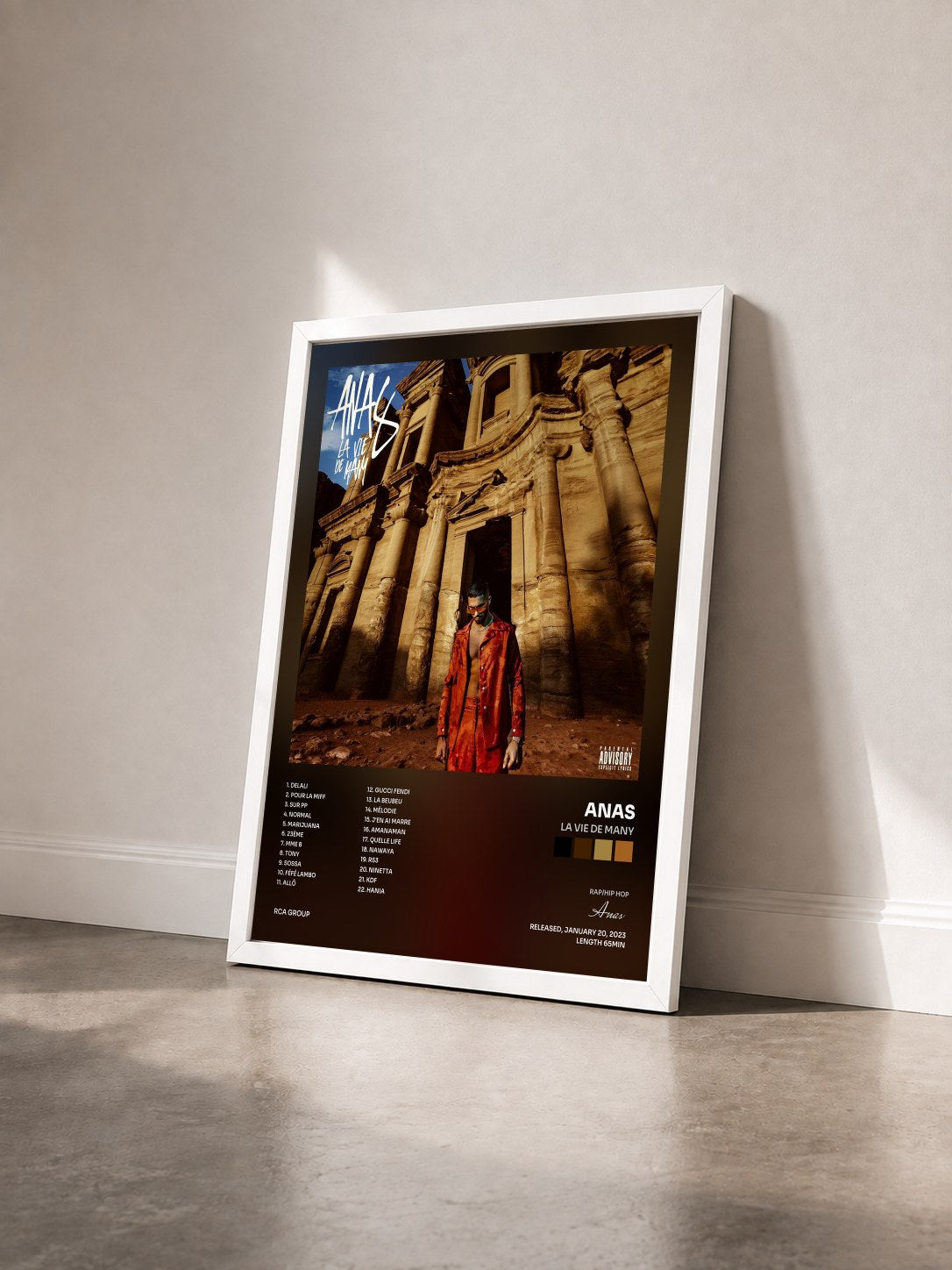 #blanc Tableau de l'album La vie de Many de Anas vu de trois quarts, cadre blanc