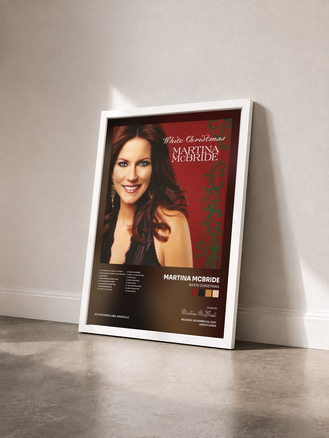 #blanc Tableau de l'album White Christmas de Martina McBride vu de trois quarts, cadre blanc