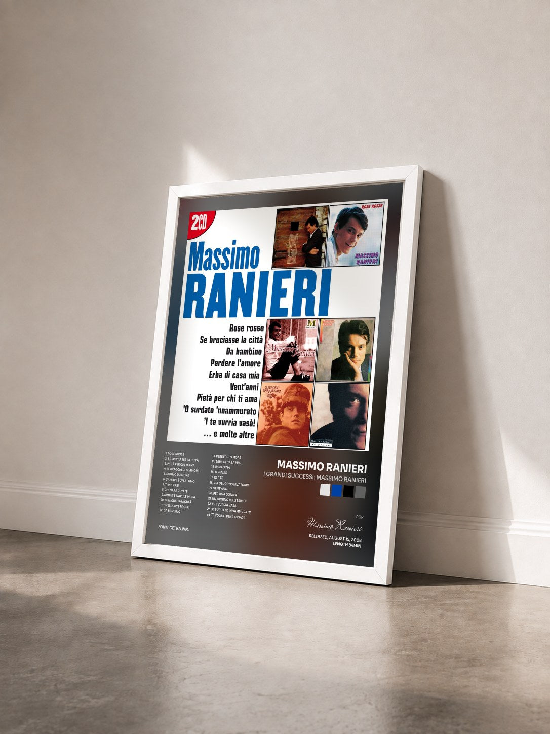 #blanc Tableau de l'album I Grandi Successi: Massimo Ranieri de Massimo Ranieri vu de trois quarts, cadre blanc