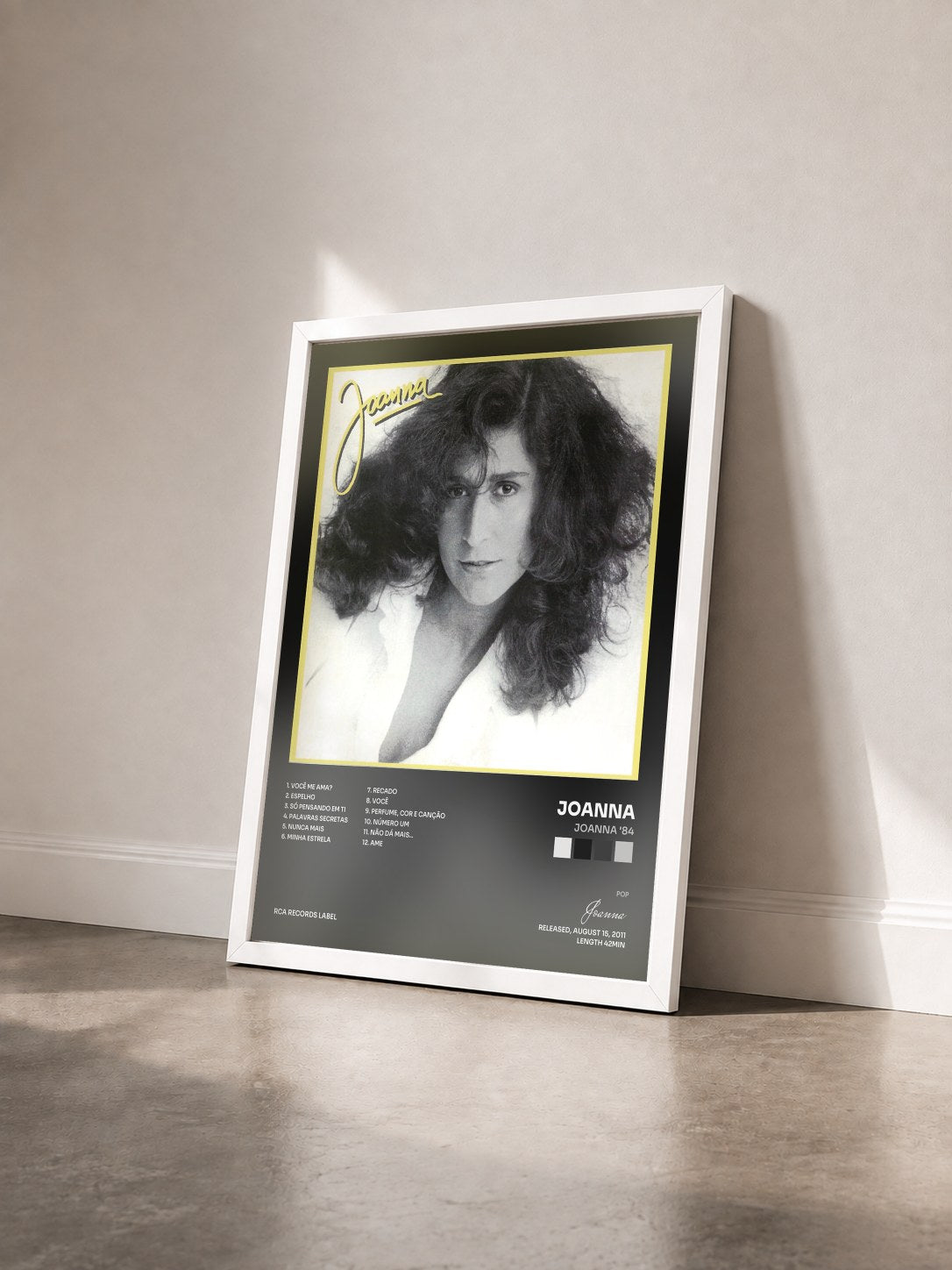 #blanc Tableau de l'album Joanna '84 de Joanna vu de trois quarts, cadre blanc