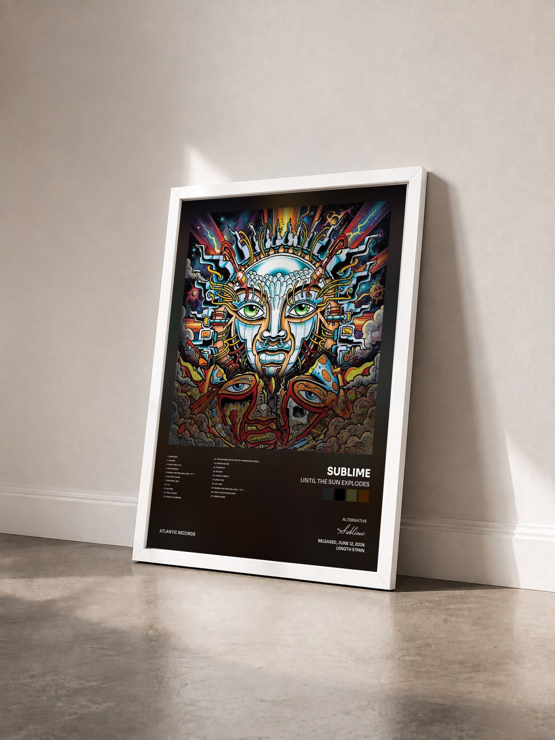 #blanc Tableau de l'album Until The Sun Explodes de Sublime vu de trois quarts, cadre blanc