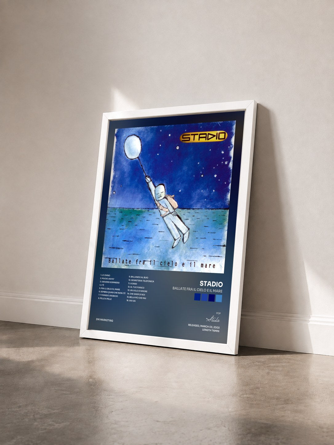 #blanc Tableau de l'album Ballate Fra Il Cielo E Il Mare de Stadio vu de trois quarts, cadre blanc