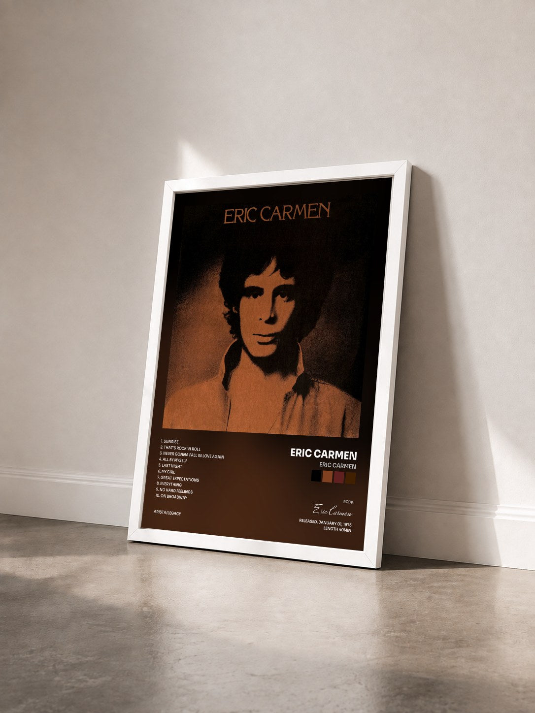 #blanc Tableau de l'album Eric Carmen de Eric Carmen vu de trois quarts, cadre blanc