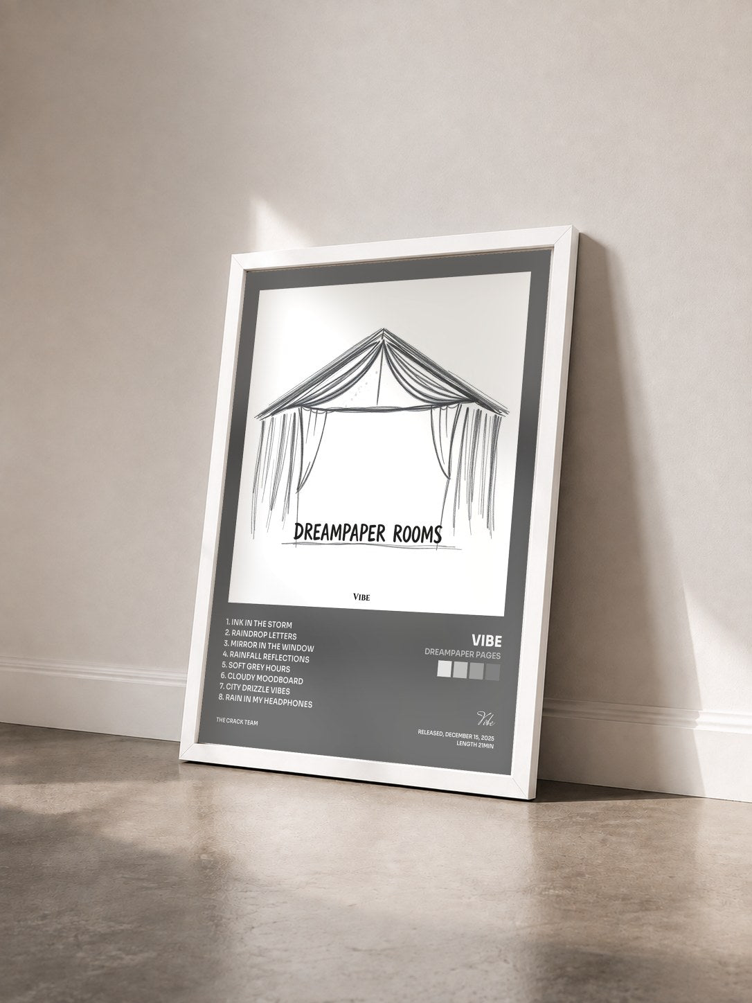#blanc Tableau de l'album Dreampaper Pages de Vibe vu de trois quarts, cadre blanc