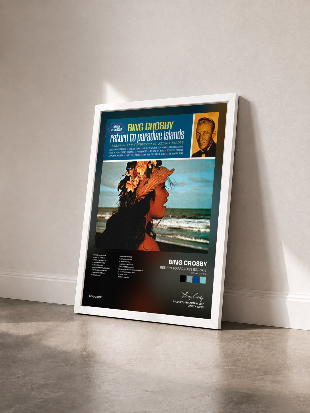 #blanc Tableau de l'album Return To Paradise Islands (Deluxe Edition) de Bing Crosby vu de trois quarts, cadre blanc