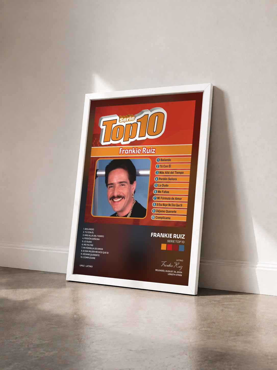 #blanc Tableau de l'album Serie Top 10 de Frankie Ruiz vu de trois quarts, cadre blanc