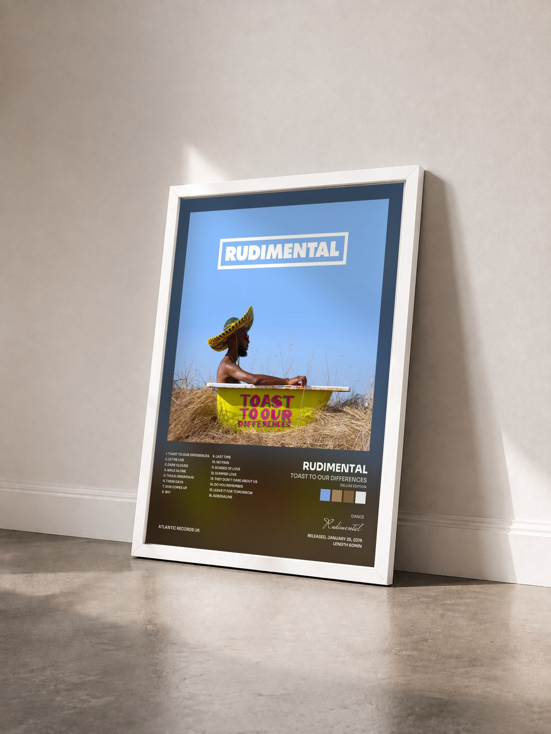 #blanc Tableau de l'album Toast to Our Differences (Deluxe Edition) de Rudimental vu de trois quarts, cadre blanc