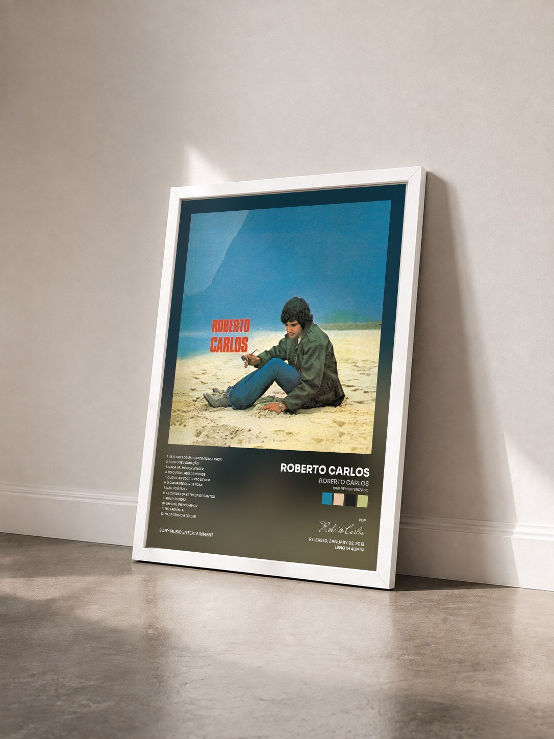 #blanc Tableau de l'album Roberto Carlos (1969 Remasterizado) de Roberto Carlos vu de trois quarts, cadre blanc