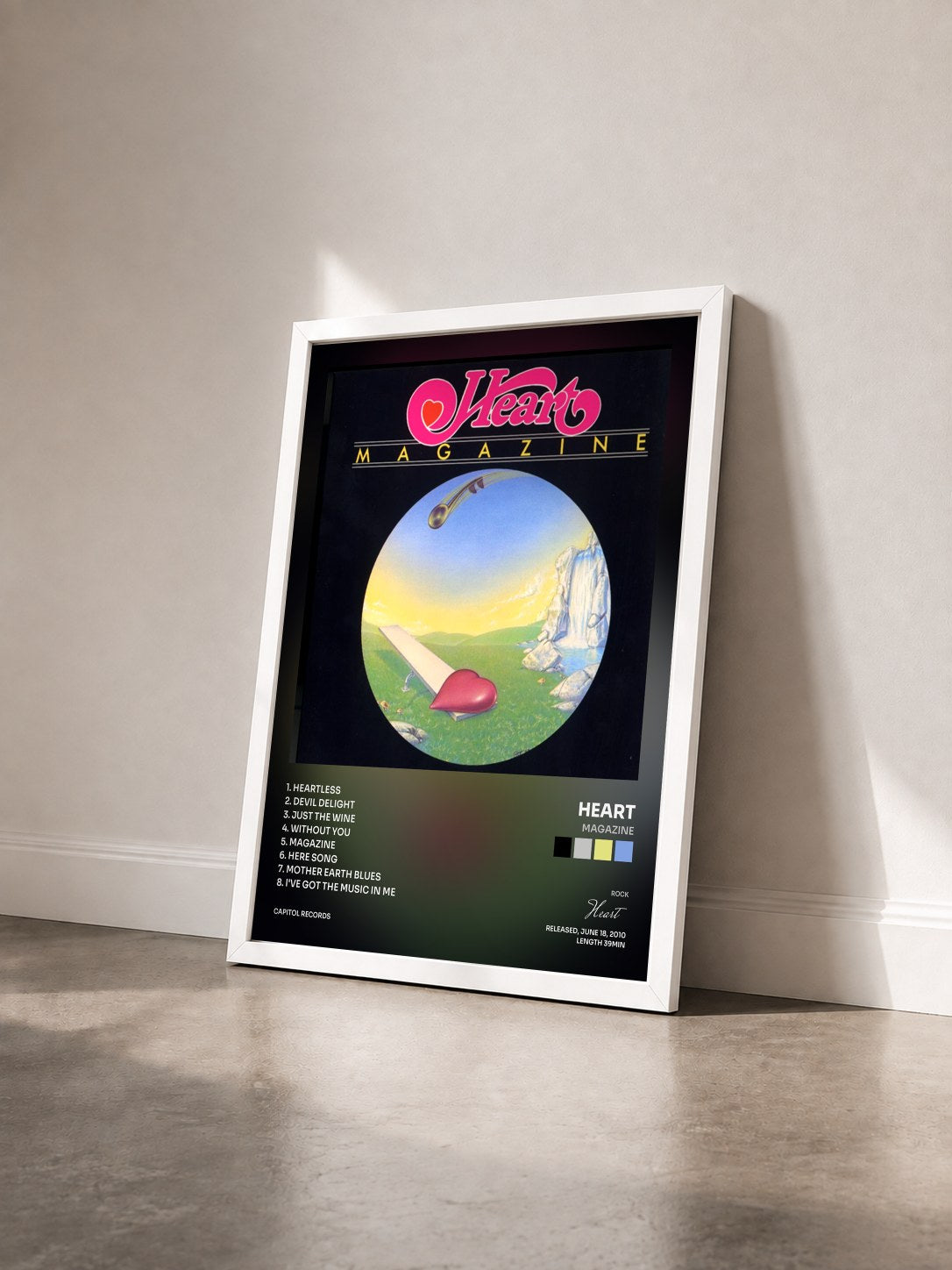 #blanc Tableau de l'album Magazine de Heart vu de trois quarts, cadre blanc