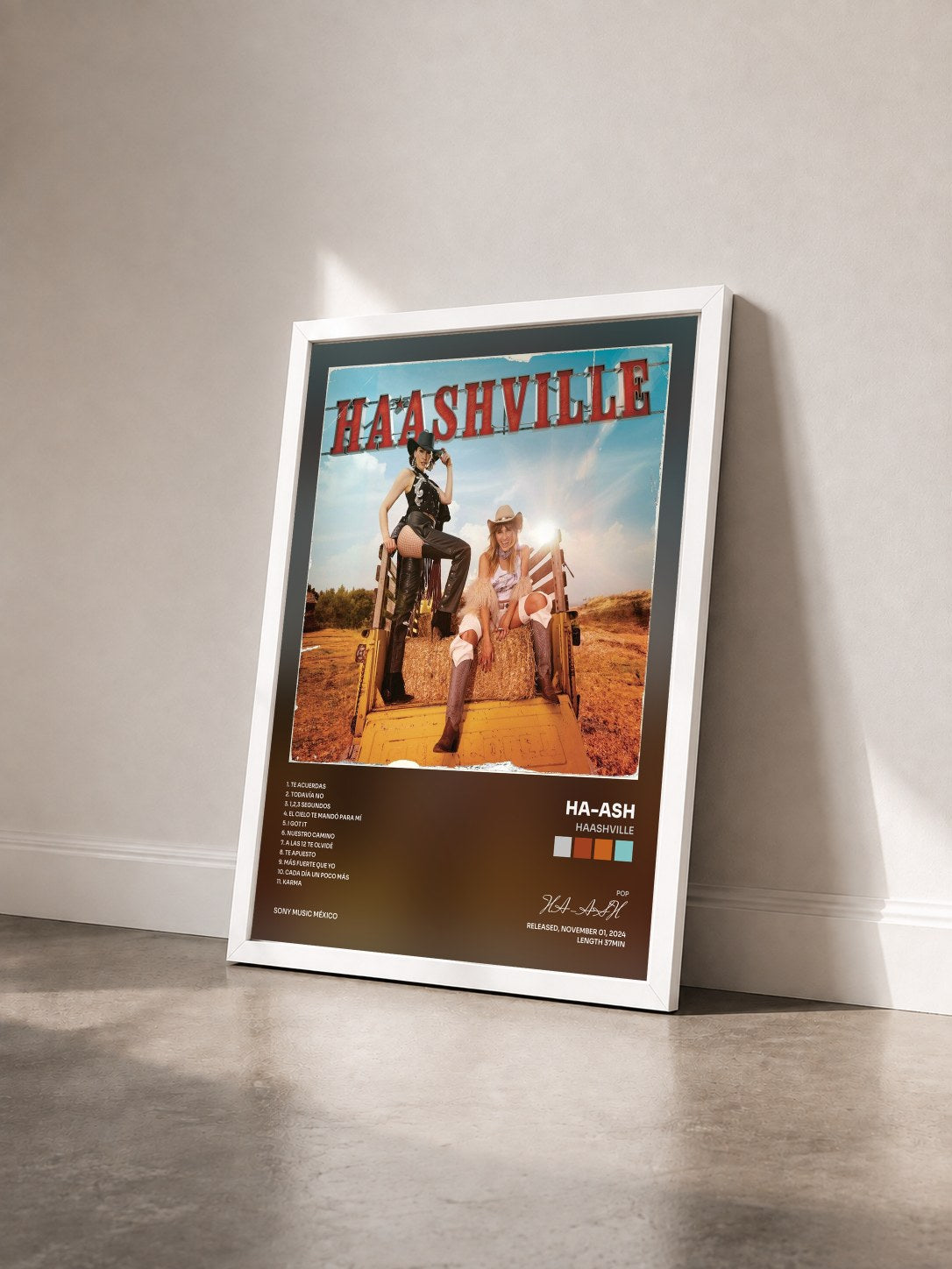 #blanc Tableau de l'album HAASHVILLE de HA-ASH vu de trois quarts, cadre blanc