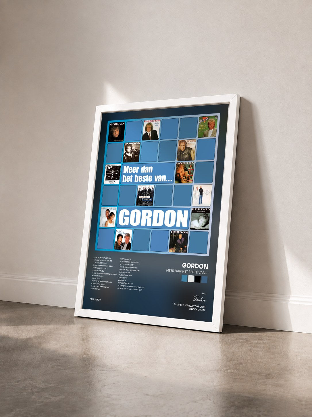 #blanc Tableau de l'album Meer Dan Het Beste Van... de Gordon vu de trois quarts, cadre blanc