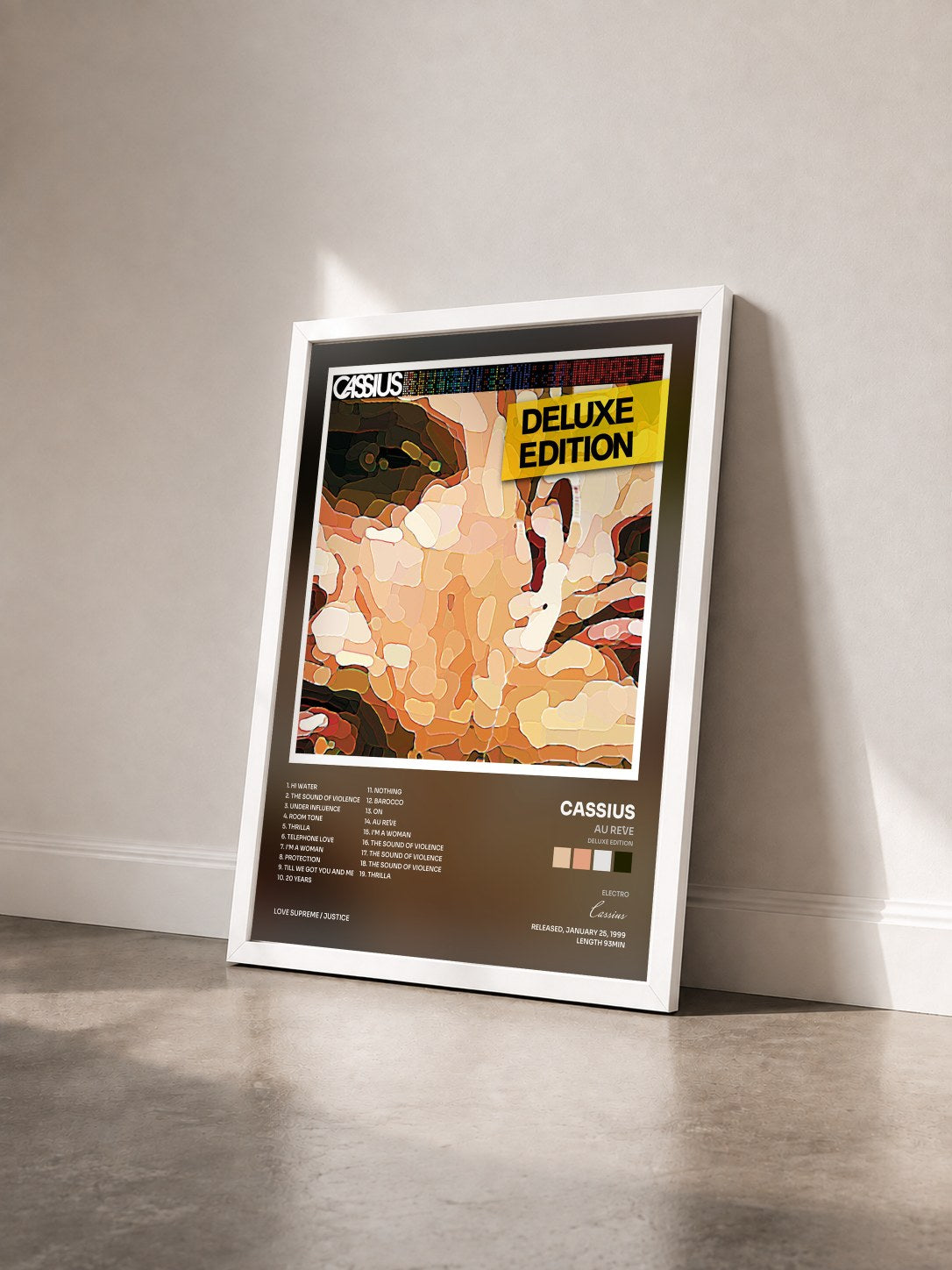 #blanc Tableau de l'album Au Rêve (Deluxe Edition) de Cassius vu de trois quarts, cadre blanc