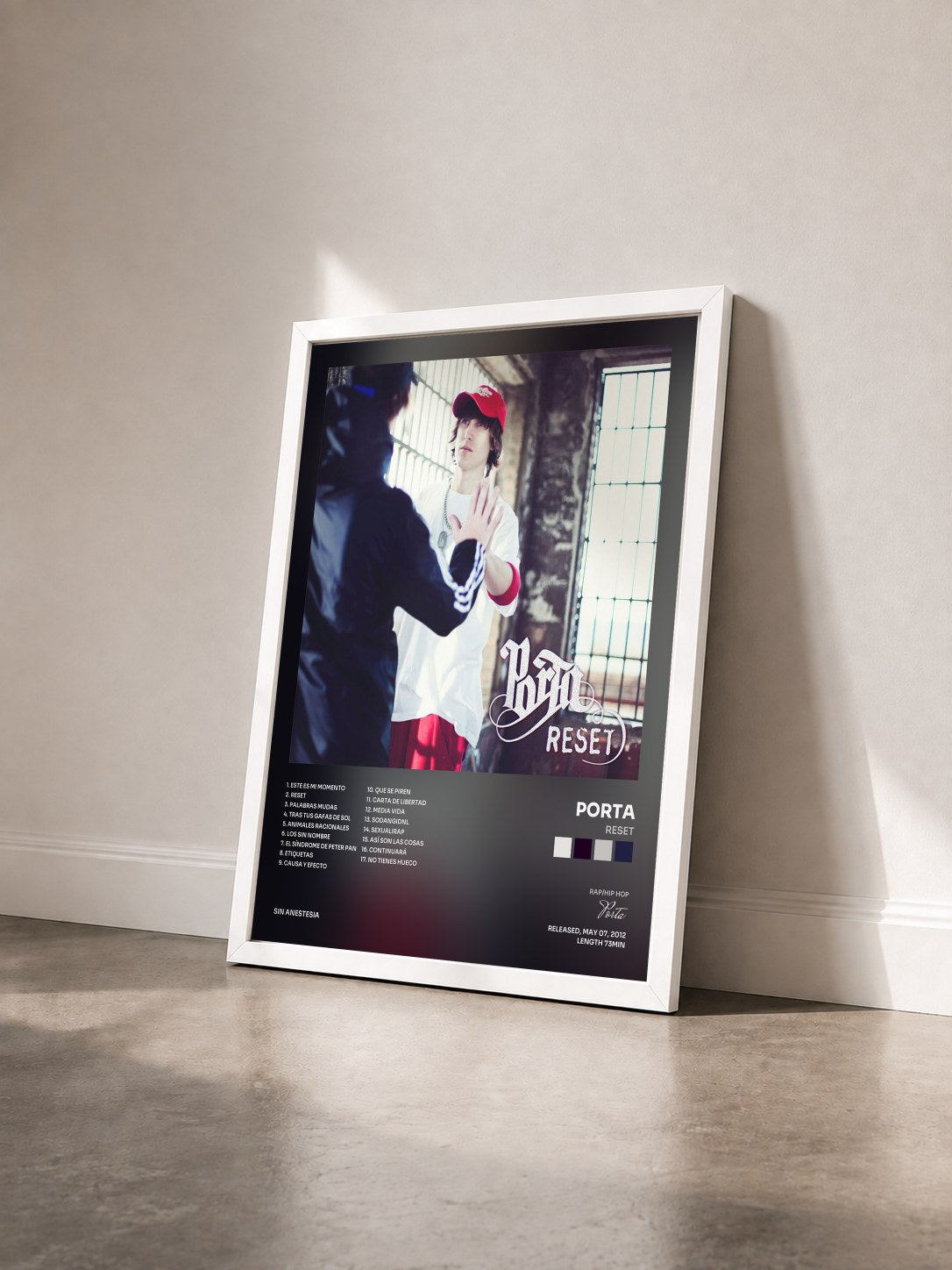 #blanc Tableau de l'album Reset de Porta vu de trois quarts, cadre blanc
