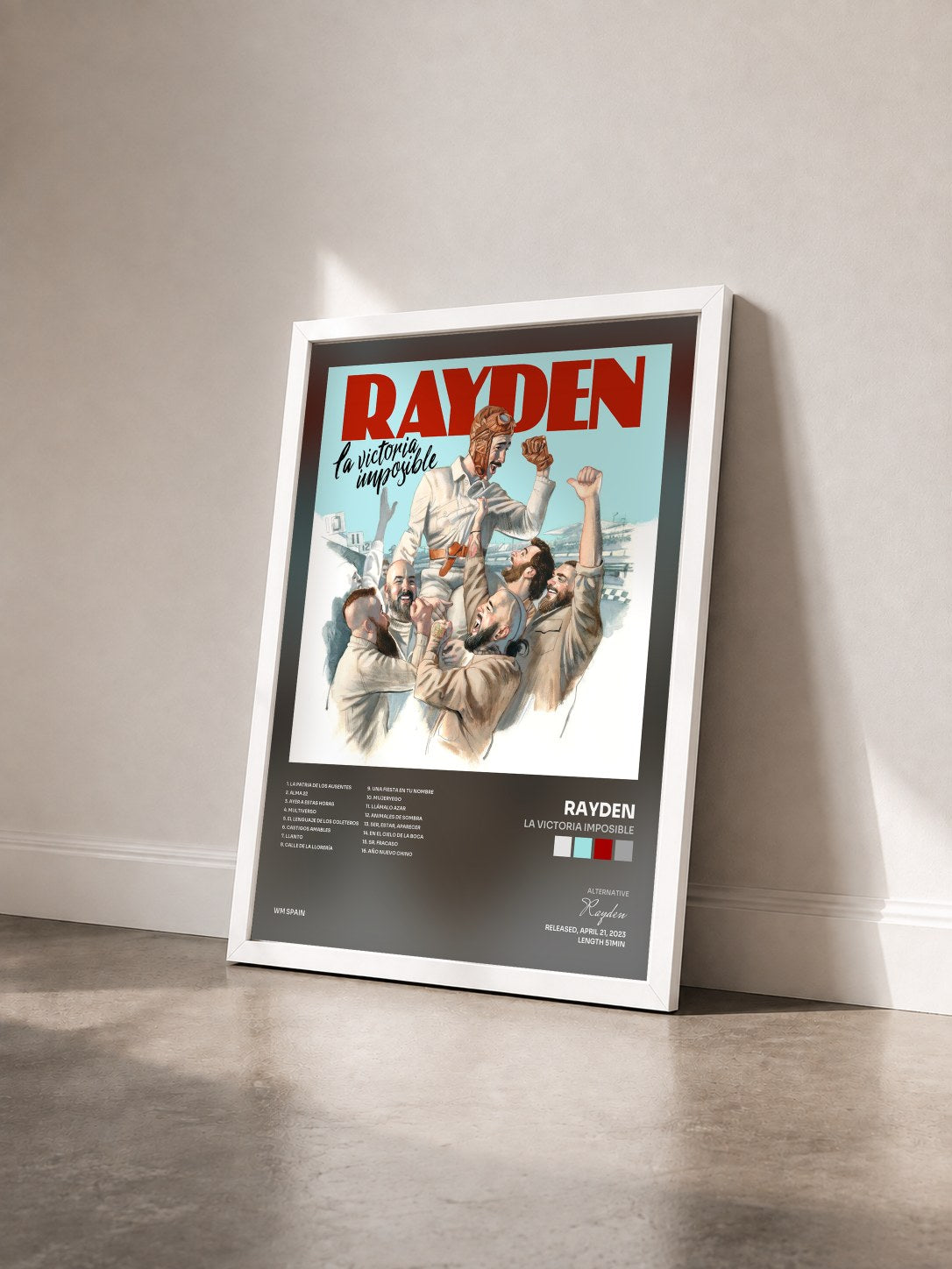 #blanc Tableau de l'album La victoria imposible de Rayden vu de trois quarts, cadre blanc