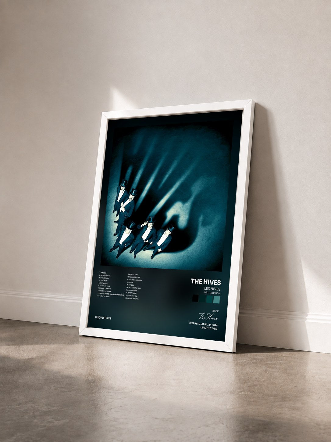 #blanc Tableau de l'album Lex Hives (Deluxe Edition) de The Hives vu de trois quarts, cadre blanc