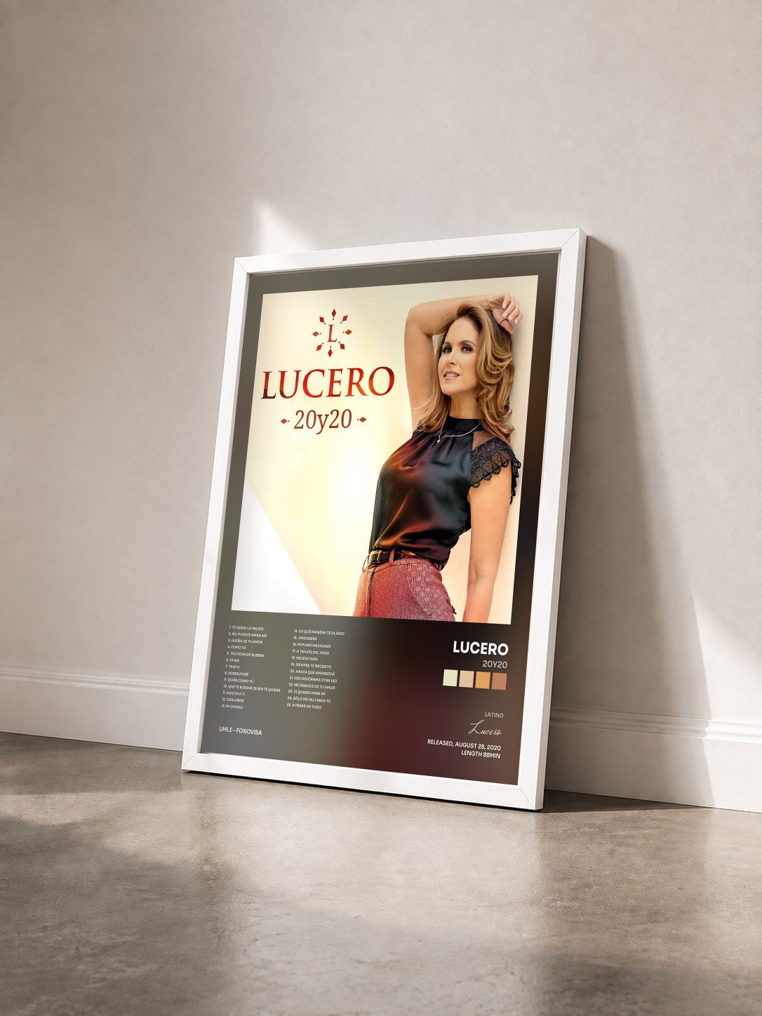 #blanc Tableau de l'album 20y20 de Lucero vu de trois quarts, cadre blanc