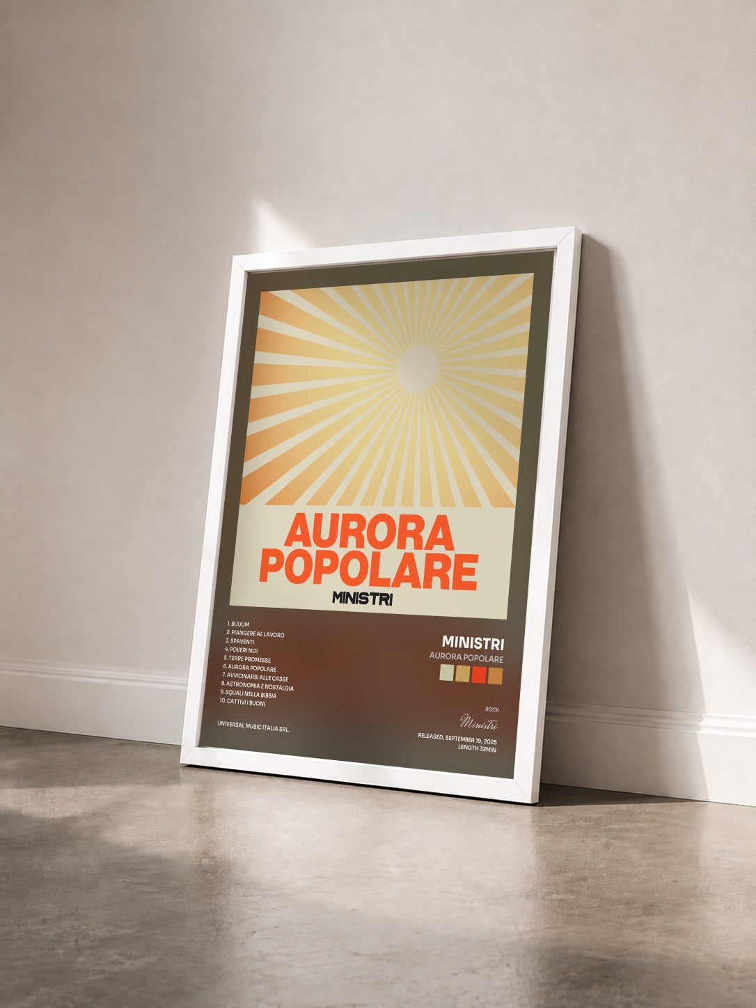 #blanc Tableau de l'album Aurora Popolare de Ministri vu de trois quarts, cadre blanc