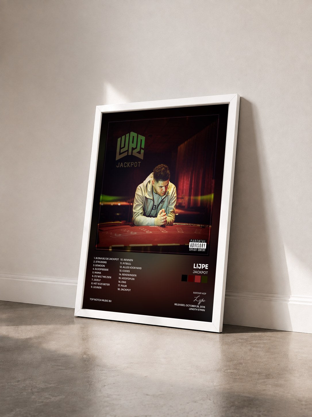 #blanc Tableau de l'album Jackpot de Lijpe vu de trois quarts, cadre blanc