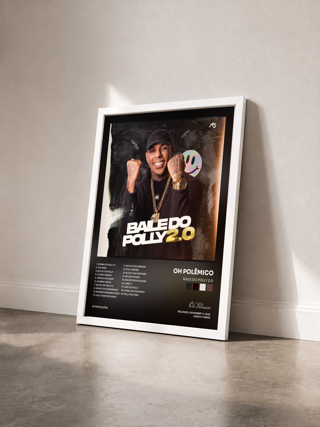 #blanc Tableau de l'album Baile do Polly 2.0 de Oh Polêmico vu de trois quarts, cadre blanc