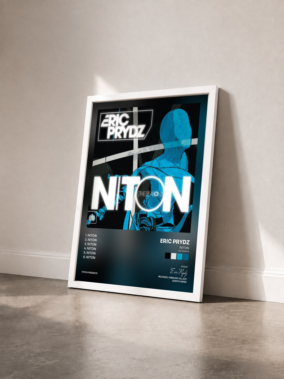 #blanc Tableau de l'album Niton (The Reason) de Eric Prydz vu de trois quarts, cadre blanc