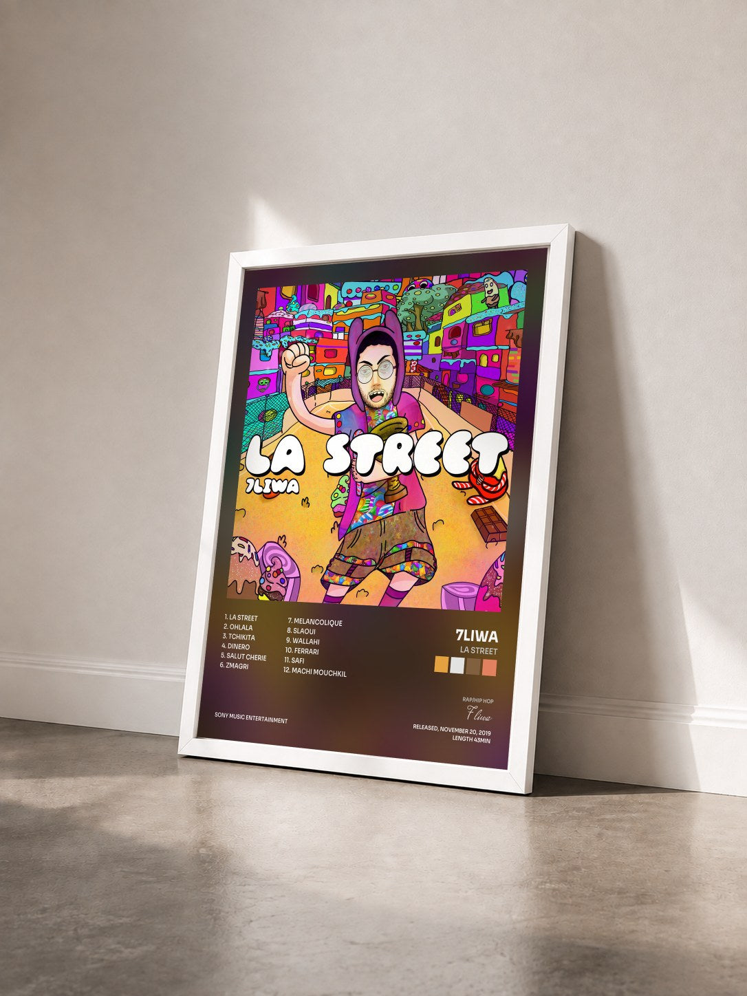 #blanc Tableau de l'album La Street de 7liwa vu de trois quarts, cadre blanc