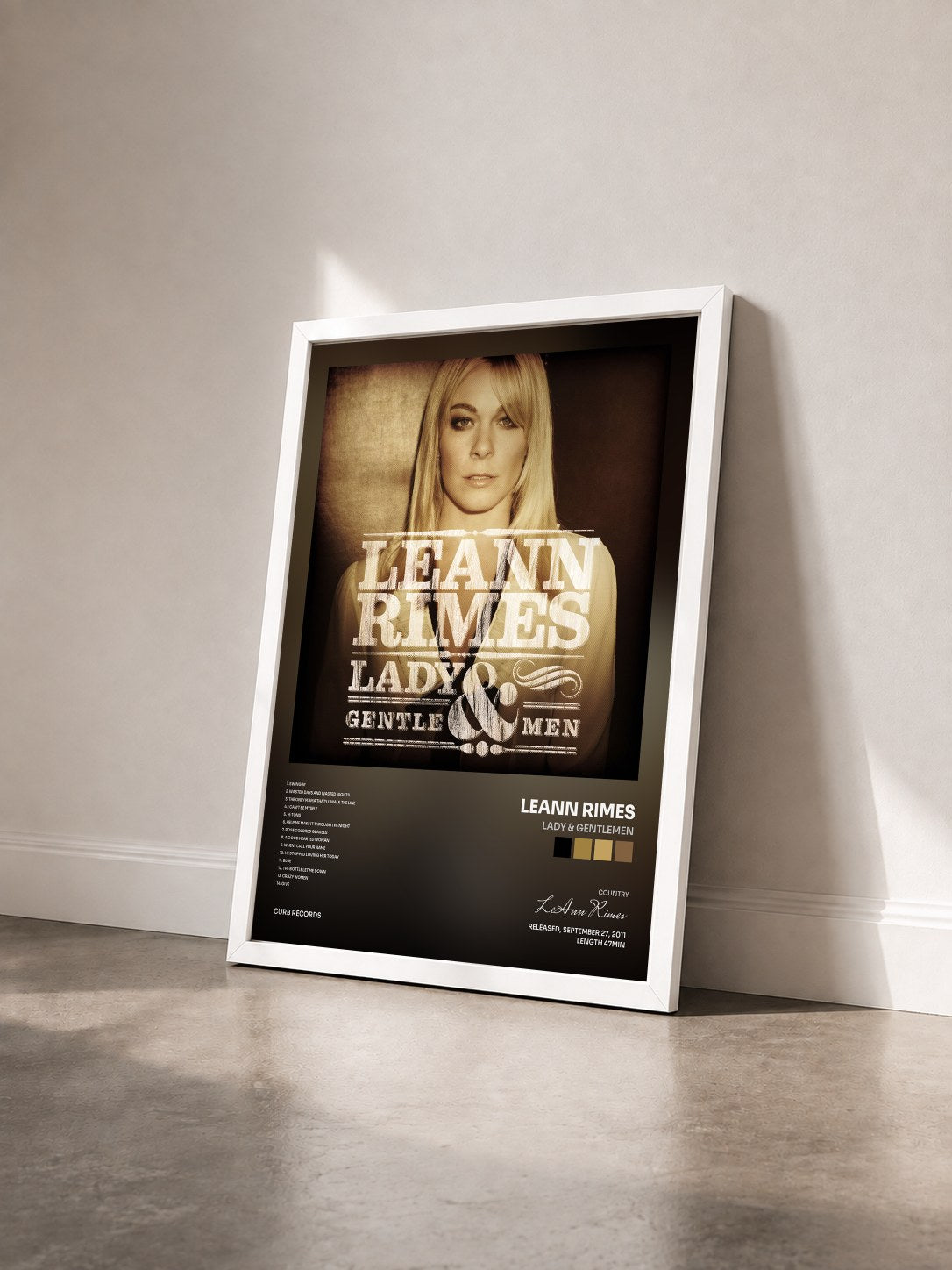 #blanc Tableau de l'album Lady & Gentlemen de LeAnn Rimes vu de trois quarts, cadre blanc