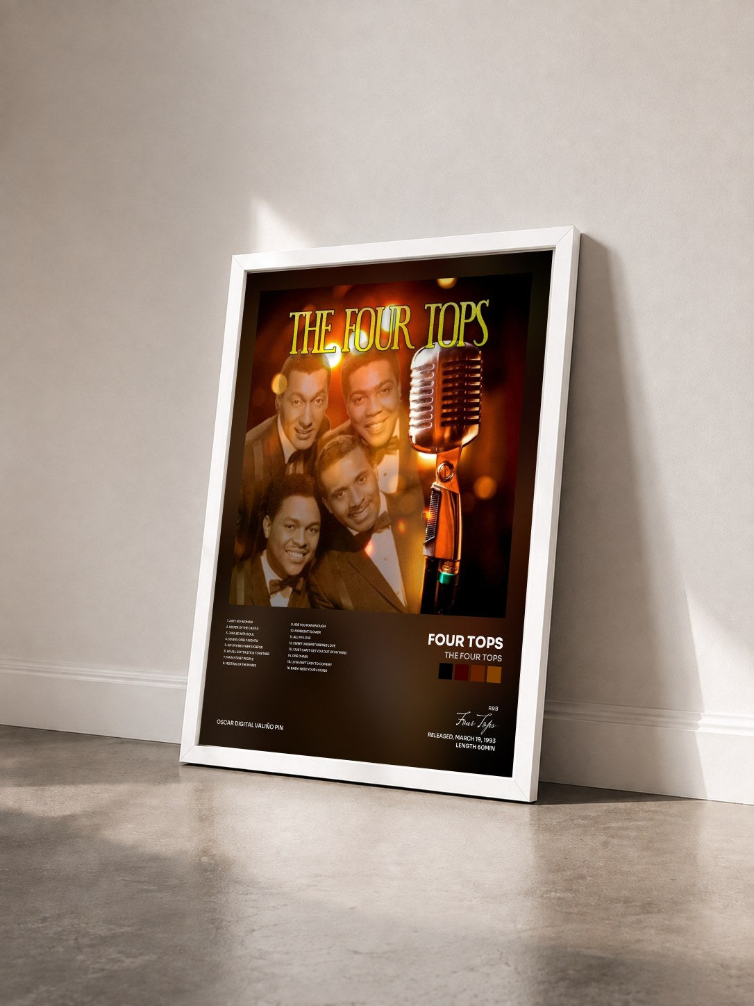 #blanc Tableau de l'album The Four Tops de Four Tops vu de trois quarts, cadre blanc