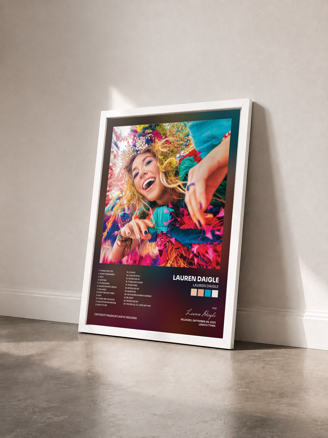 #blanc Tableau de l'album Lauren Daigle de Lauren Daigle vu de trois quarts, cadre blanc