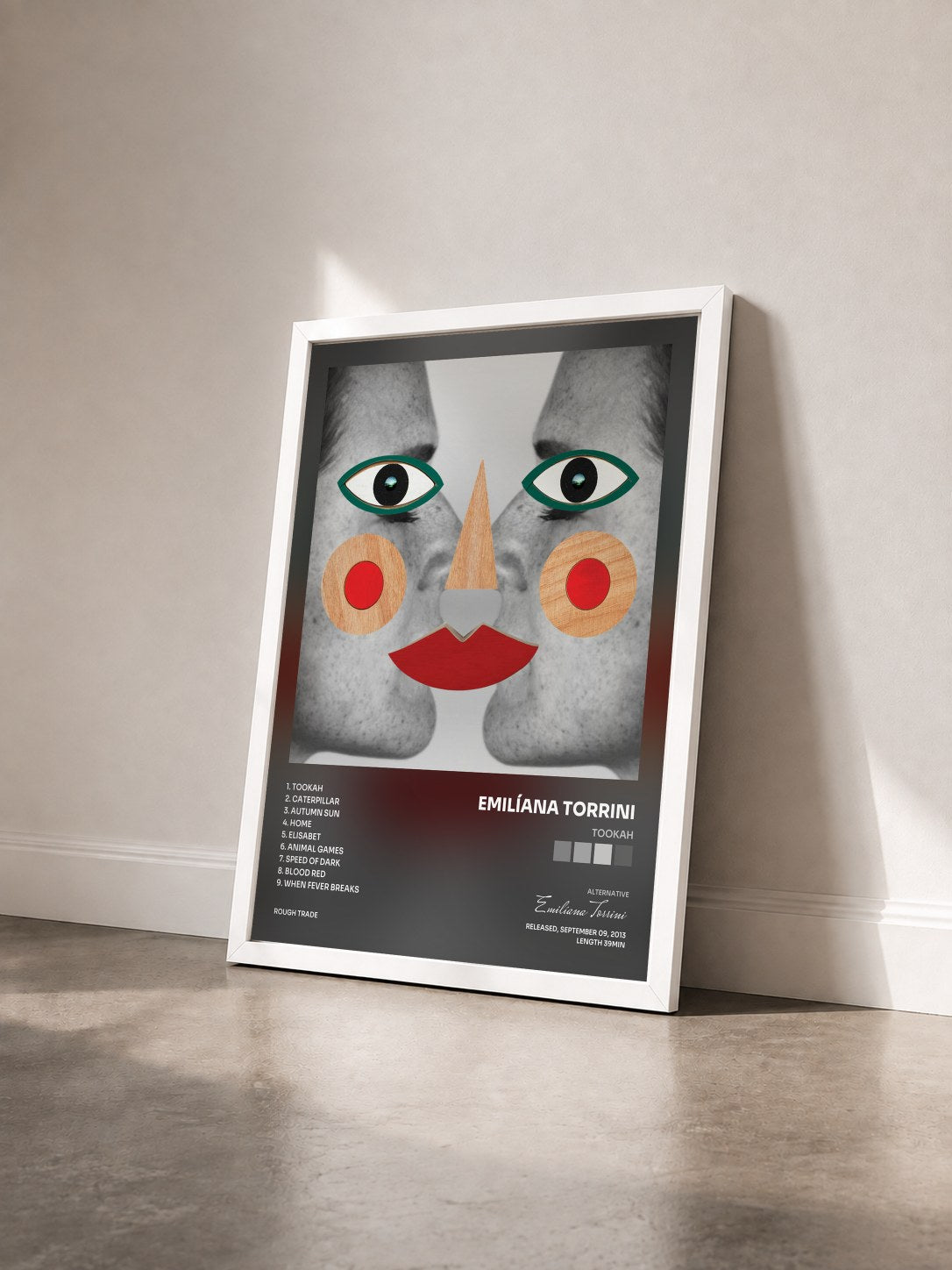 #blanc Tableau de l'album Tookah de Emilíana Torrini vu de trois quarts, cadre blanc