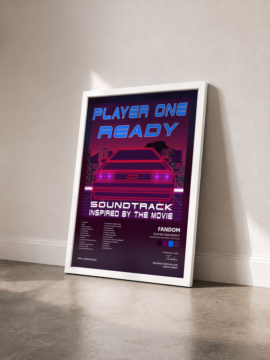 #blanc Tableau de l'album Player One Ready! (Soundtrack Inspired by the Movie) de Fandom vu de trois quarts, cadre blanc