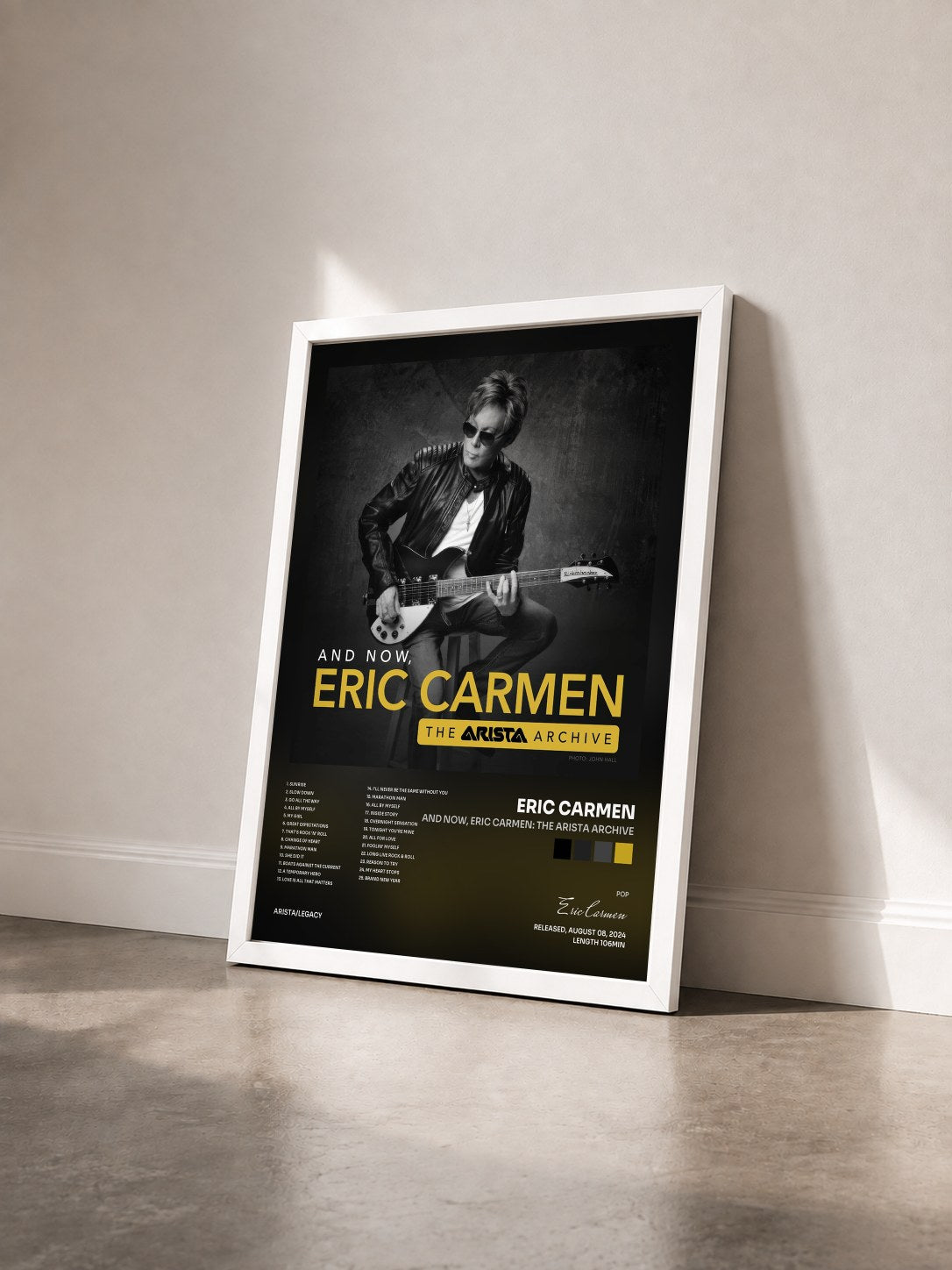 #blanc Tableau de l'album And Now, Eric Carmen: The Arista Archive de Eric Carmen vu de trois quarts, cadre blanc