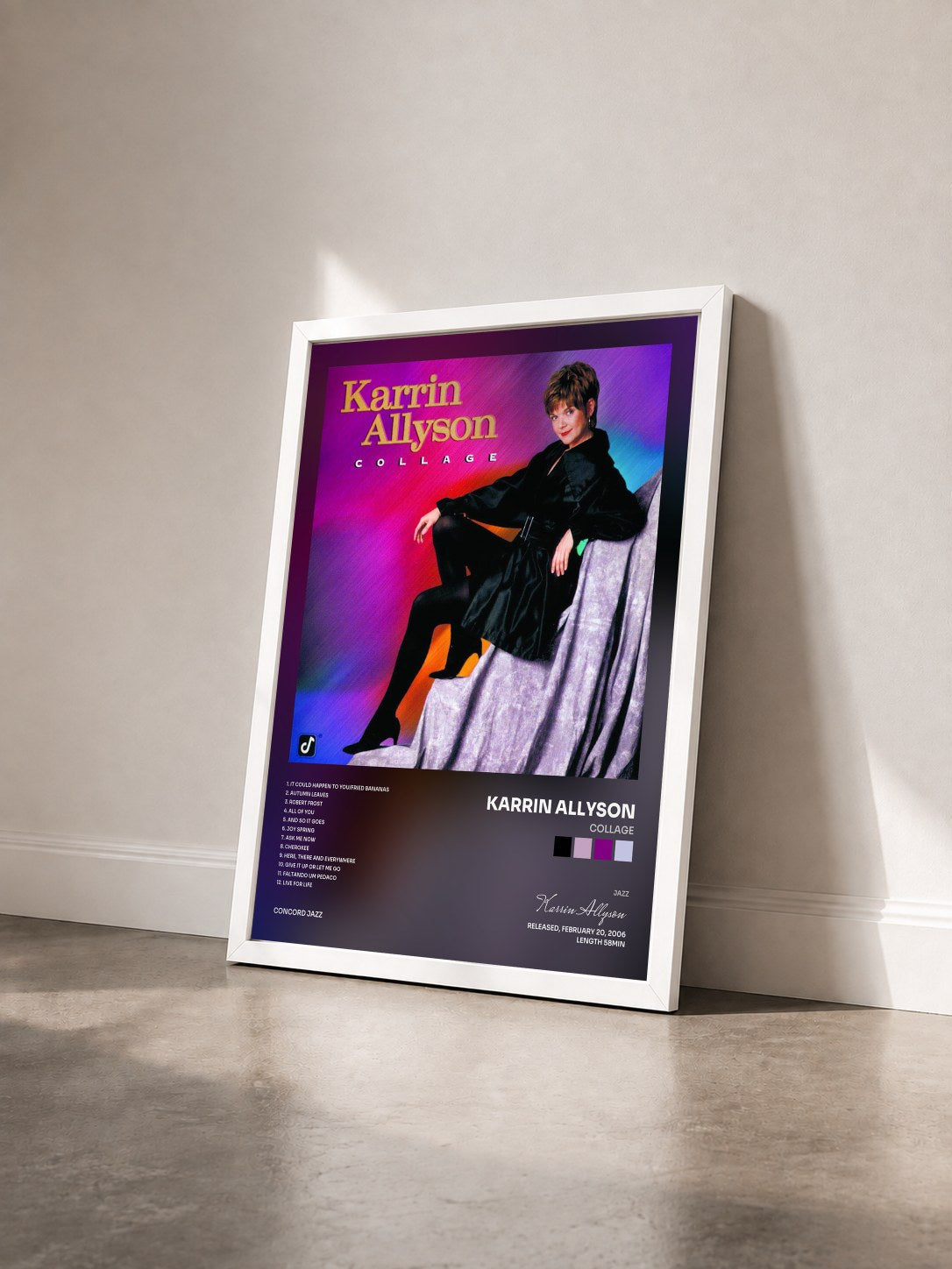 #blanc Tableau de l'album Collage de Karrin Allyson vu de trois quarts, cadre blanc