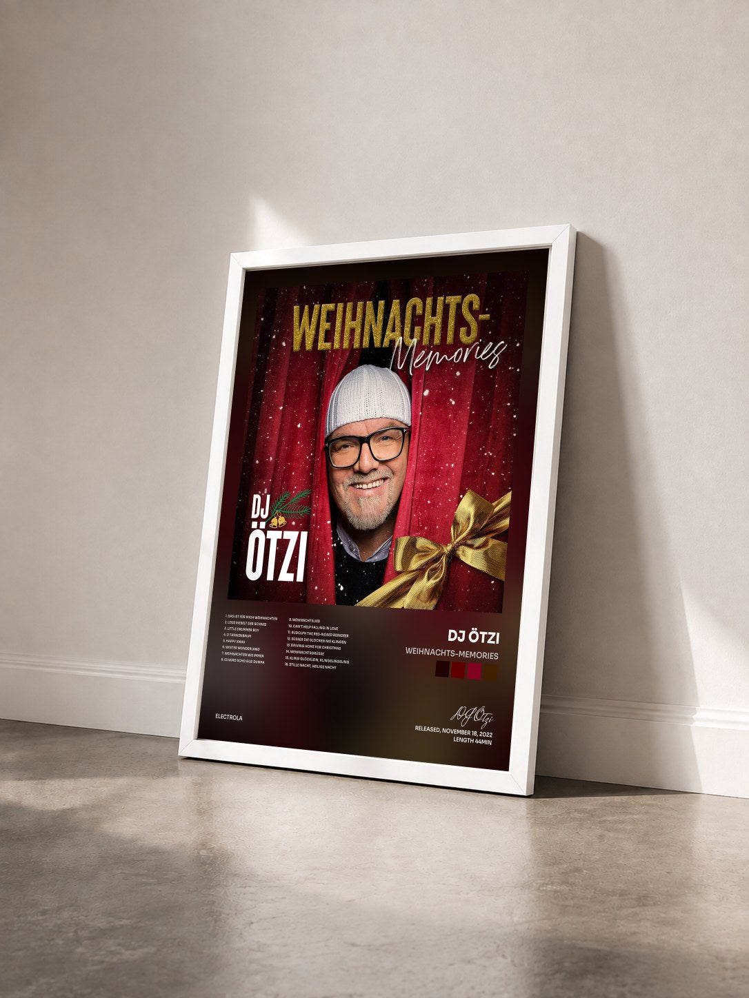 #blanc Tableau de l'album Weihnachts-Memories de DJ Ötzi vu de trois quarts, cadre blanc
