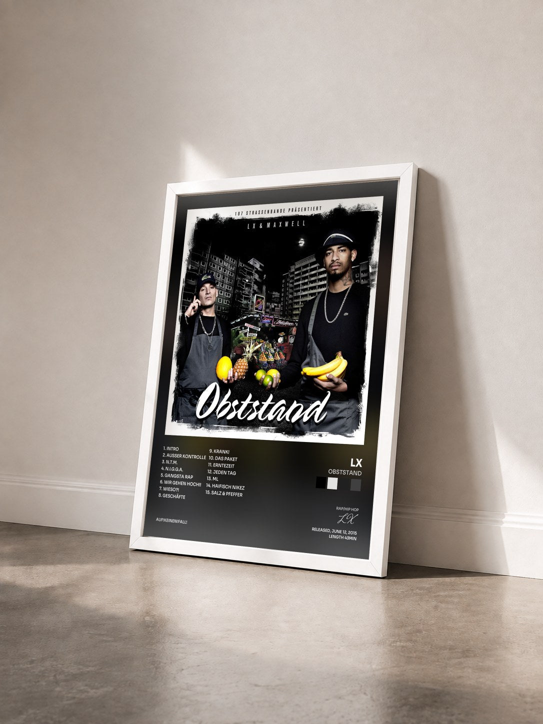 #blanc Tableau de l'album Obststand de LX vu de trois quarts, cadre blanc