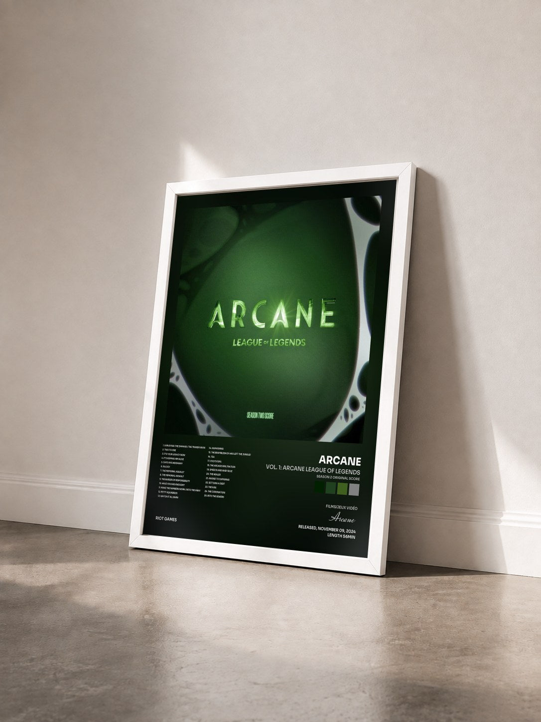 #blanc Tableau de l'album Vol. 1: Arcane League of Legends (Season 2 Original Score) de Arcane vu de trois quarts, cadre blanc