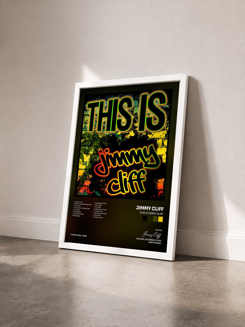 #blanc Tableau de l'album This Is Jimmy Cliff de Jimmy Cliff vu de trois quarts, cadre blanc