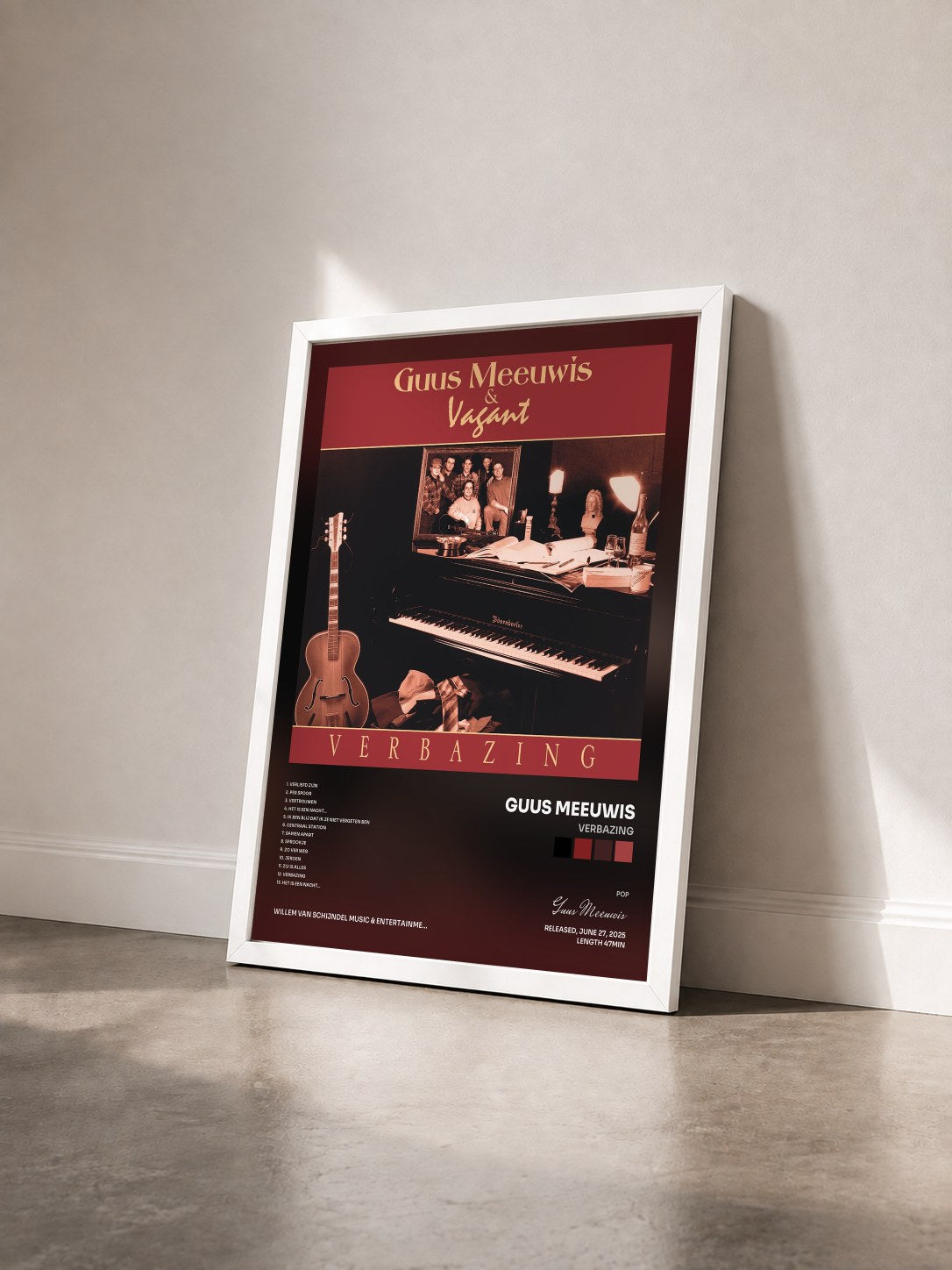 #blanc Tableau de l'album Verbazing de Guus Meeuwis vu de trois quarts, cadre blanc