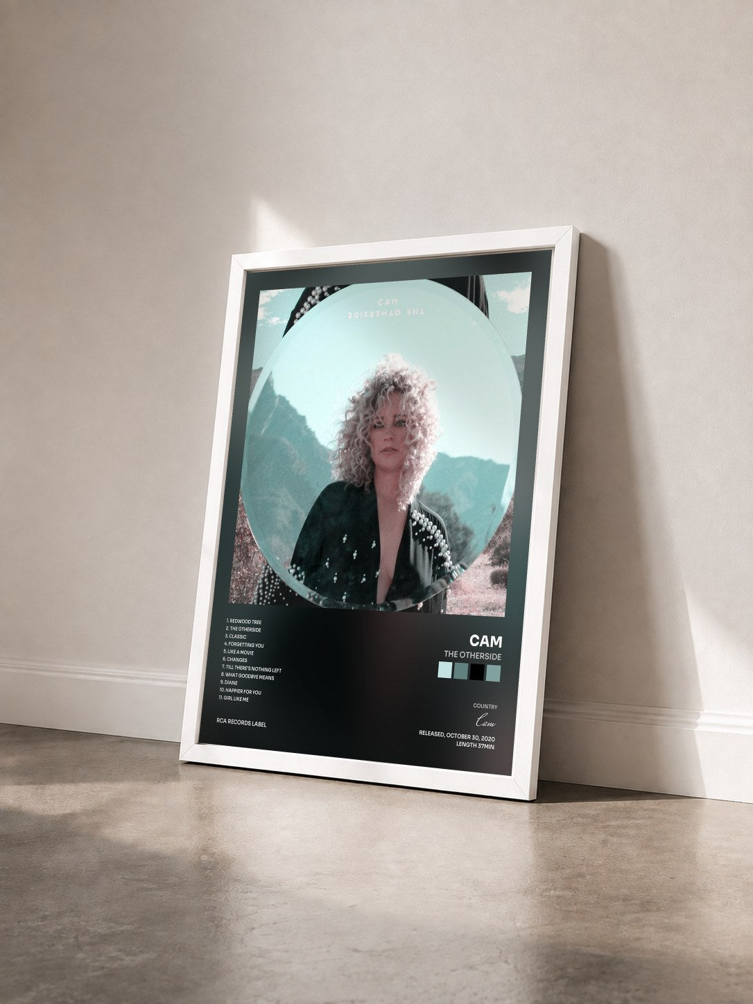 #blanc Tableau de l'album The Otherside de Cam vu de trois quarts, cadre blanc