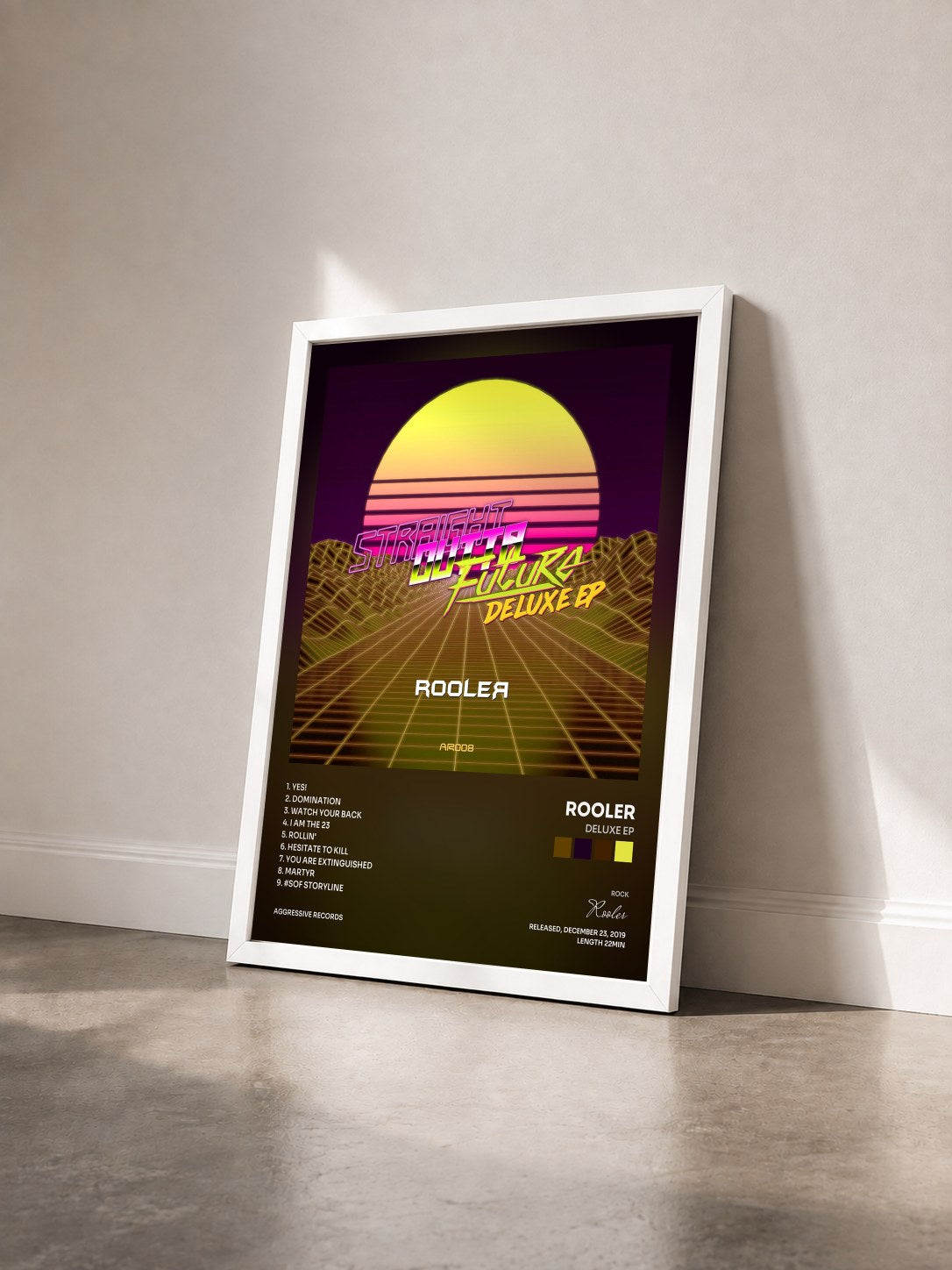 #blanc Tableau de l'album Deluxe EP de Rooler vu de trois quarts, cadre blanc