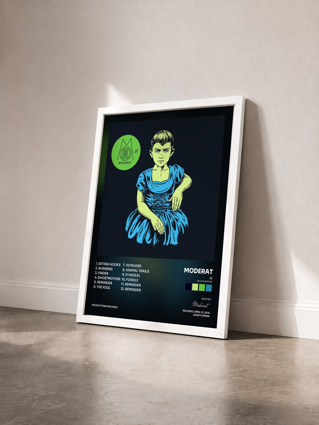 #blanc Tableau de l'album III (Deluxe Edition) de Moderat vu de trois quarts, cadre blanc