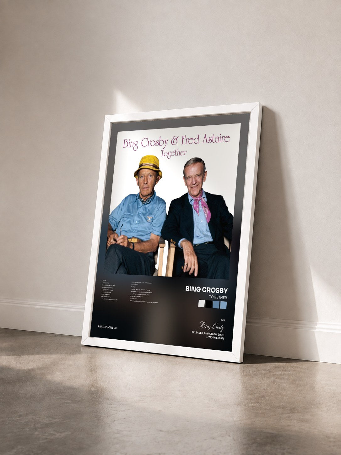 #blanc Tableau de l'album Together de Bing Crosby vu de trois quarts, cadre blanc