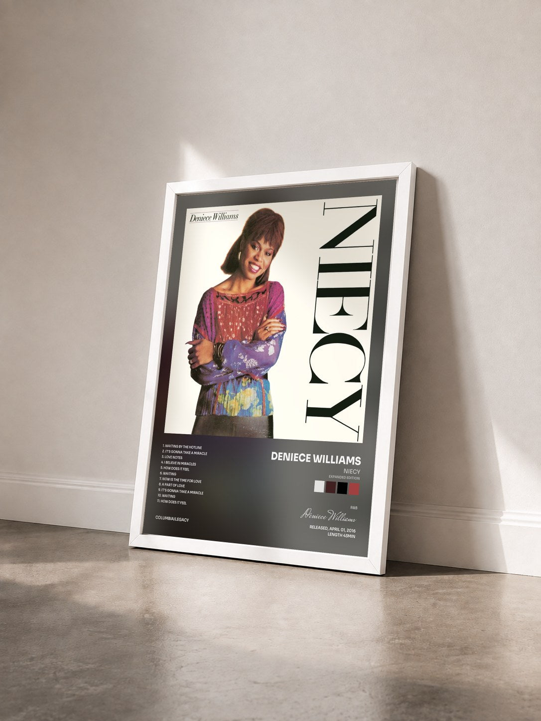 #blanc Tableau de l'album Niecy (Expanded Edition) de Deniece Williams vu de trois quarts, cadre blanc