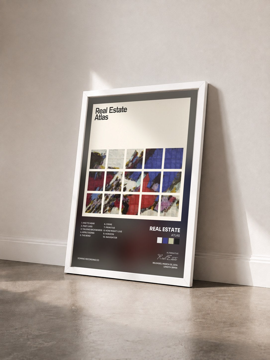 #blanc Tableau de l'album Atlas de Real Estate vu de trois quarts, cadre blanc