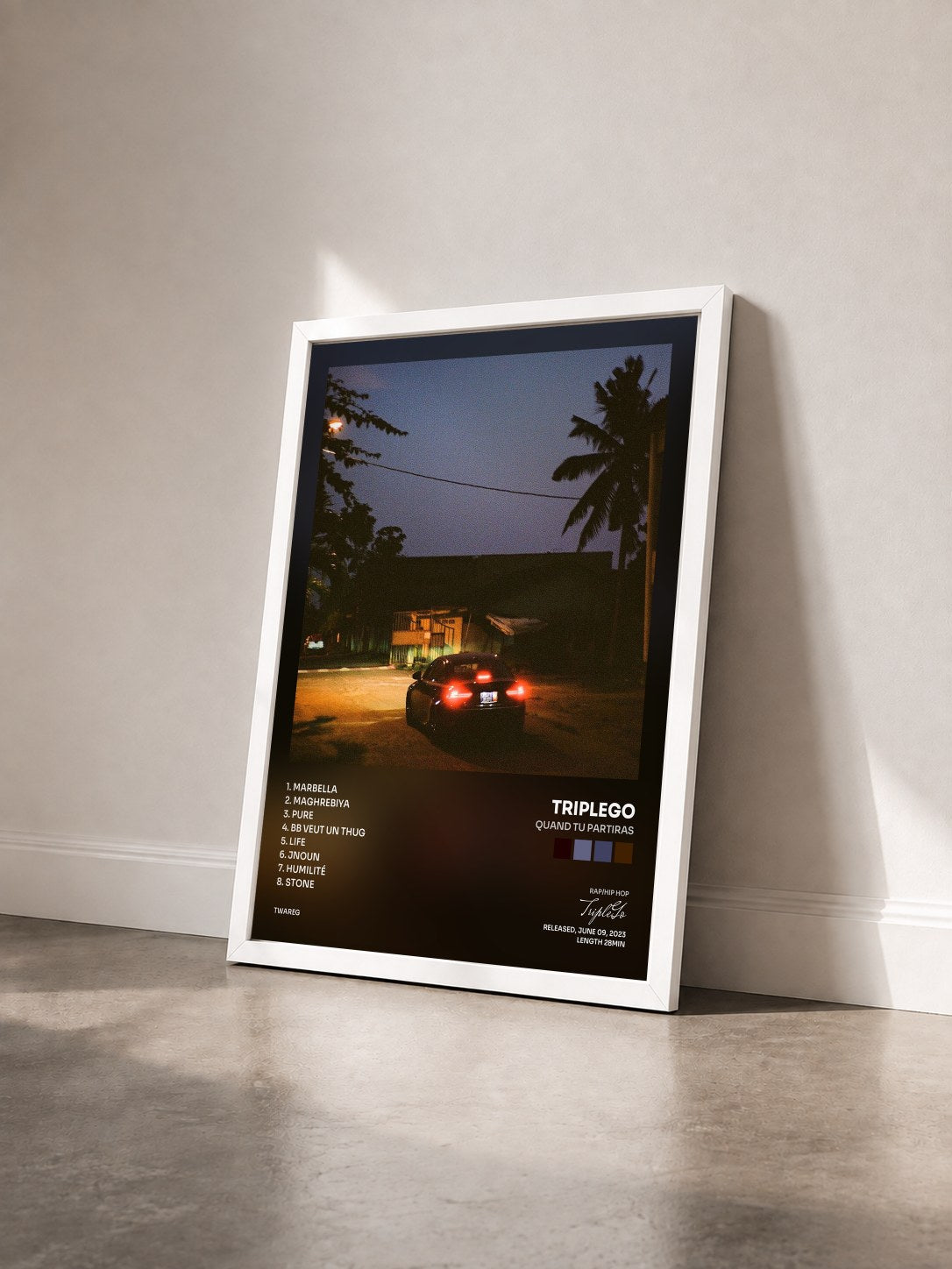 #blanc Tableau de l'album Quand tu partiras de TripleGo vu de trois quarts, cadre blanc