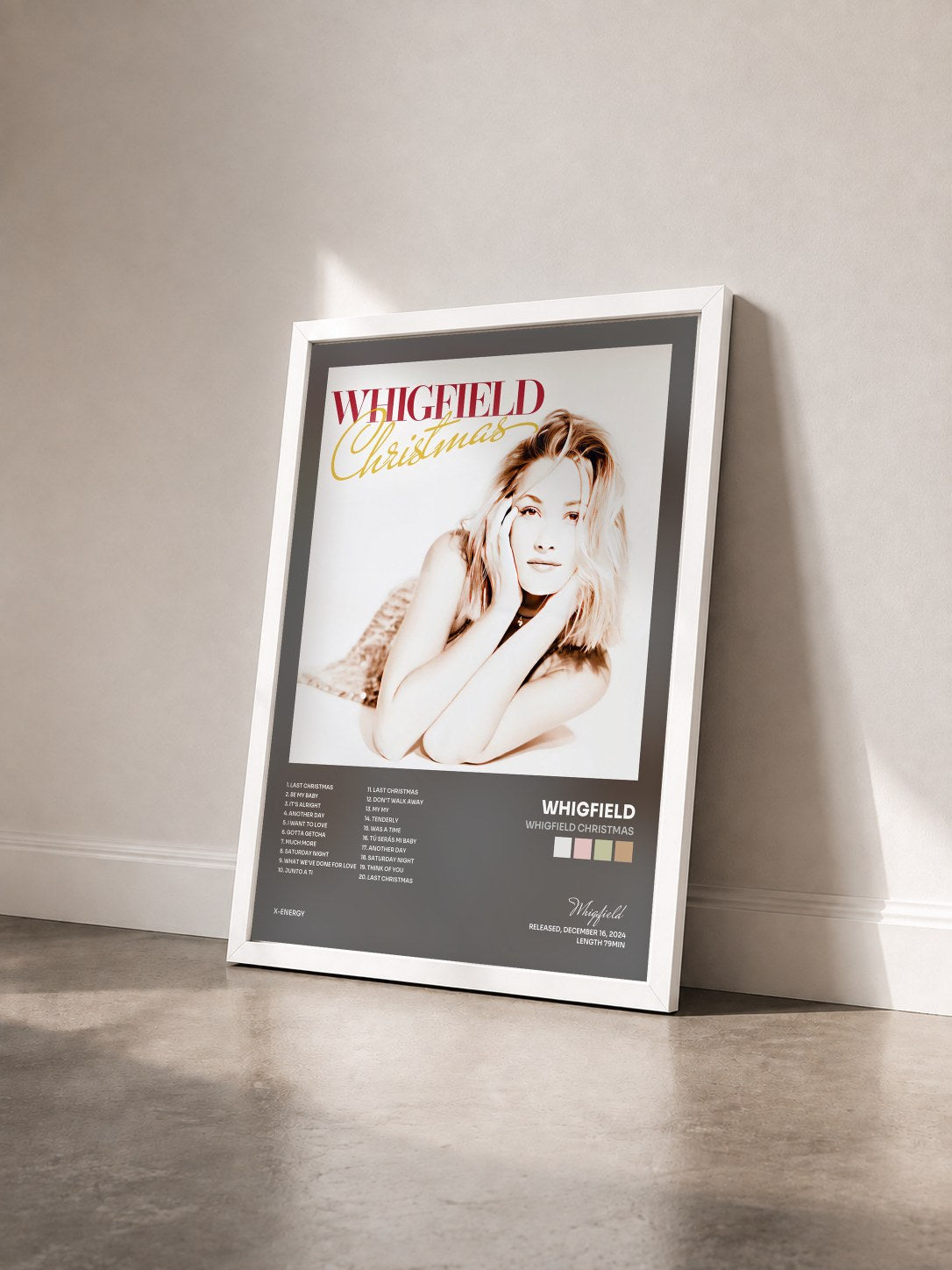 #blanc Tableau de l'album Whigfield Christmas de Whigfield vu de trois quarts, cadre blanc