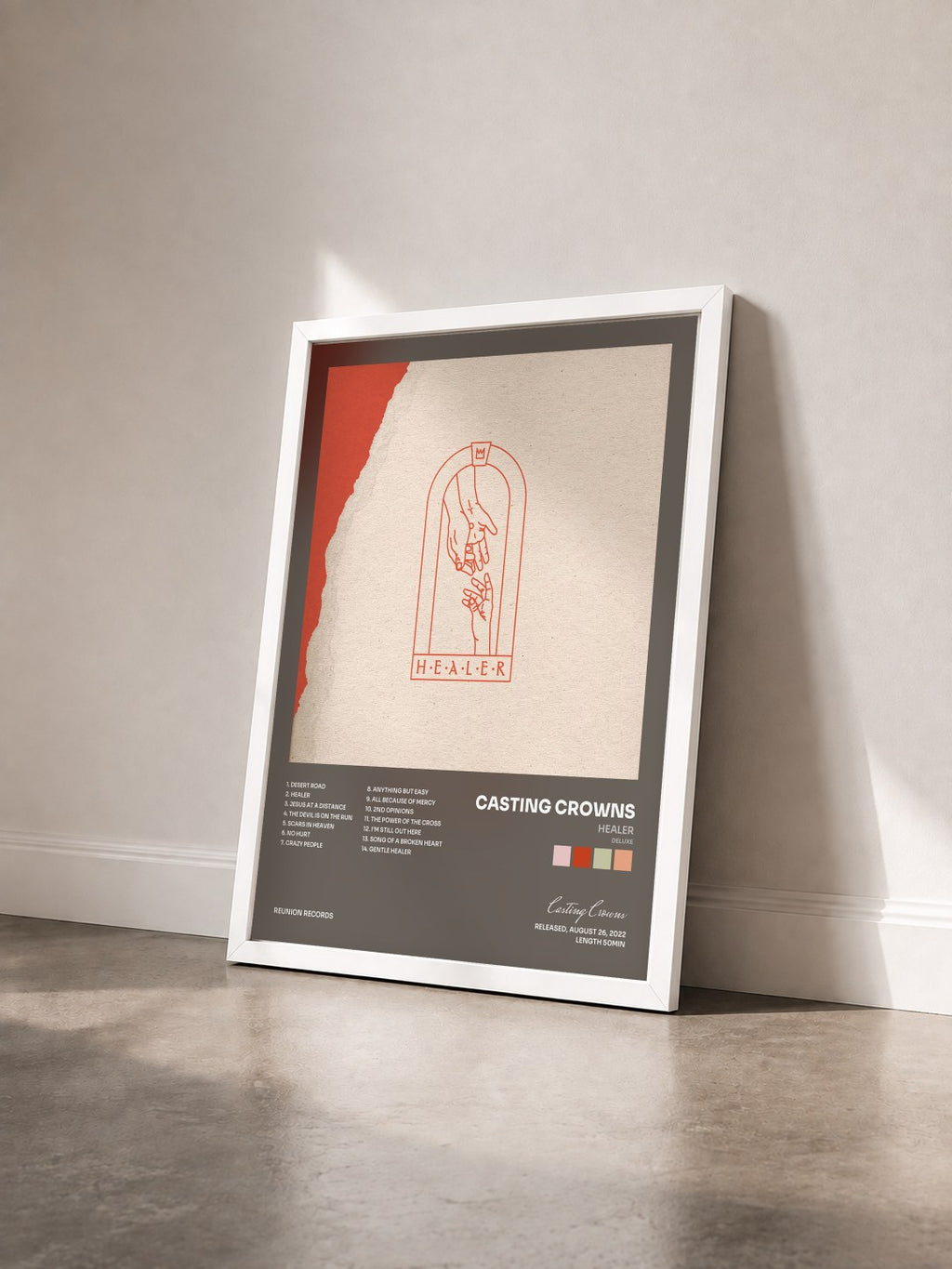 #blanc Tableau de l'album Healer (Deluxe) de Casting Crowns vu de trois quarts, cadre blanc