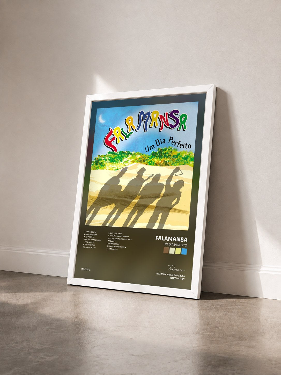 #blanc Tableau de l'album Um Dia Perfeito de Falamansa vu de trois quarts, cadre blanc